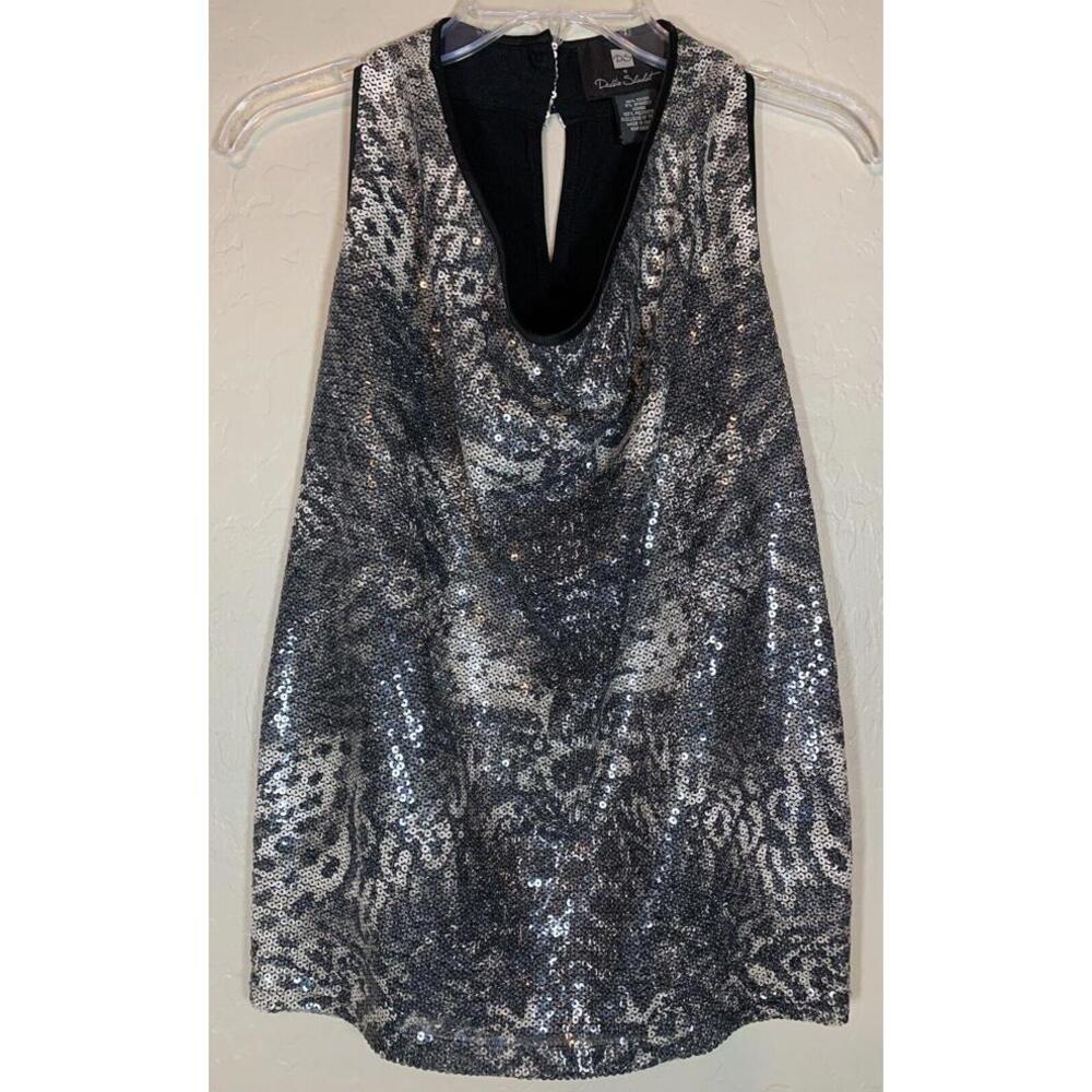 DS‎ By Debbie Shuchat Leopard Print Sequins Black L 0925